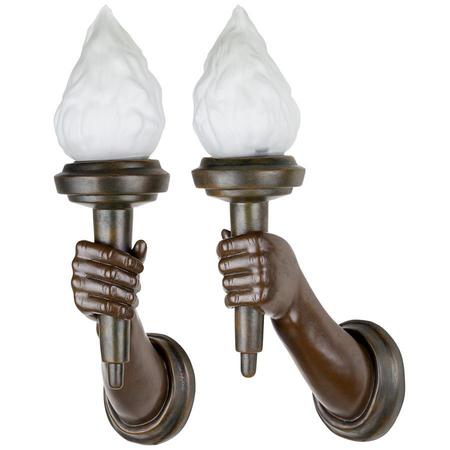 Design Toscano French Neoclassical Arm-Held Sculptural Torch Wall Sconces KY8002